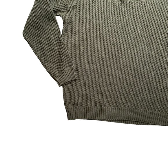 R&R Outdoors Henley Thermal Knit Sweater Olive Green Gorpcore Outdoor Rugged-M - Picture 3 of 10
